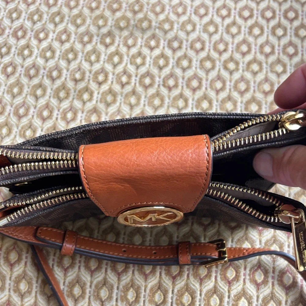 Michael Kors Brown MK Logo Crossbody Bag